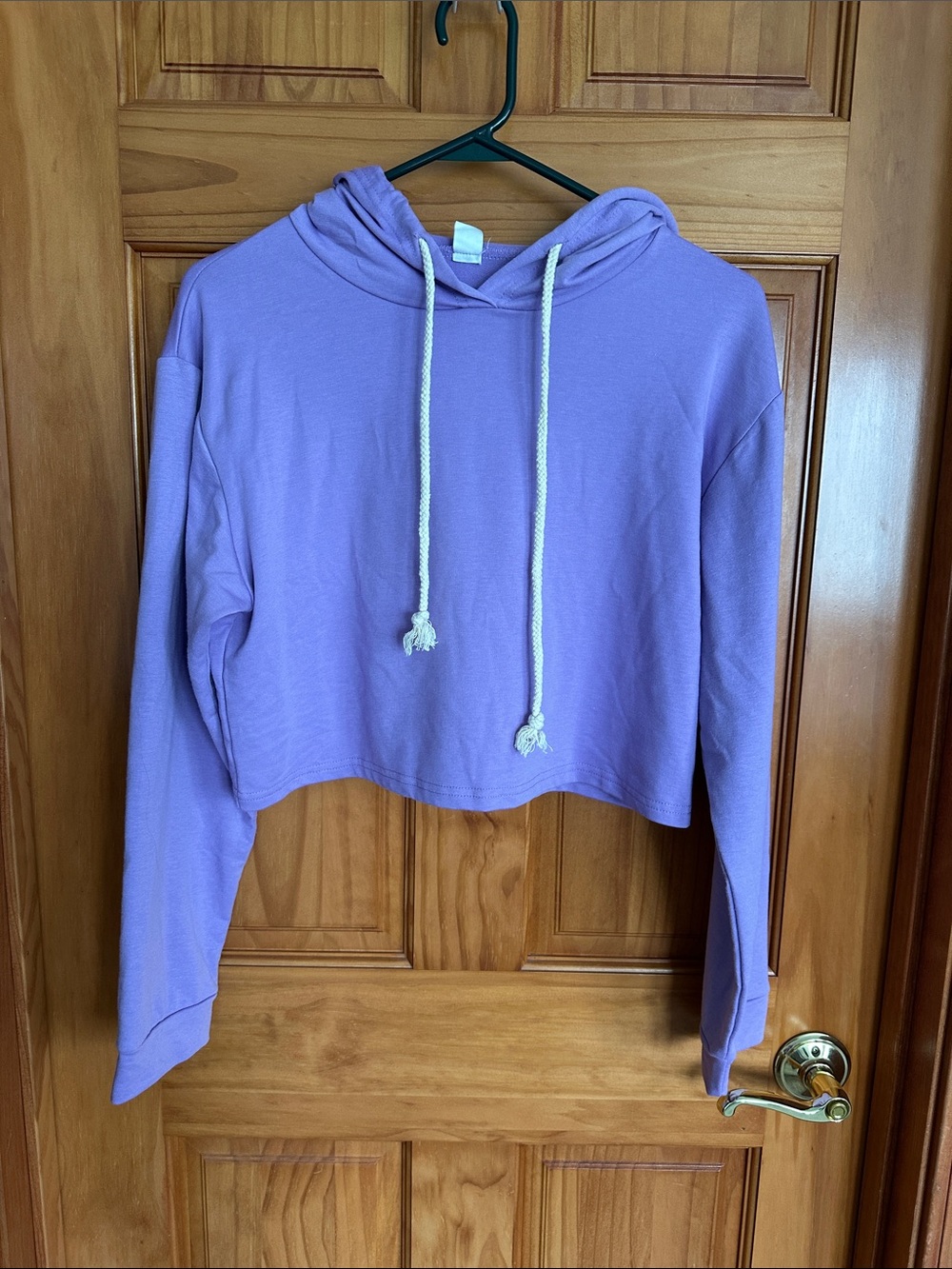 Lavender Cropped Hoodie with Drawstrings